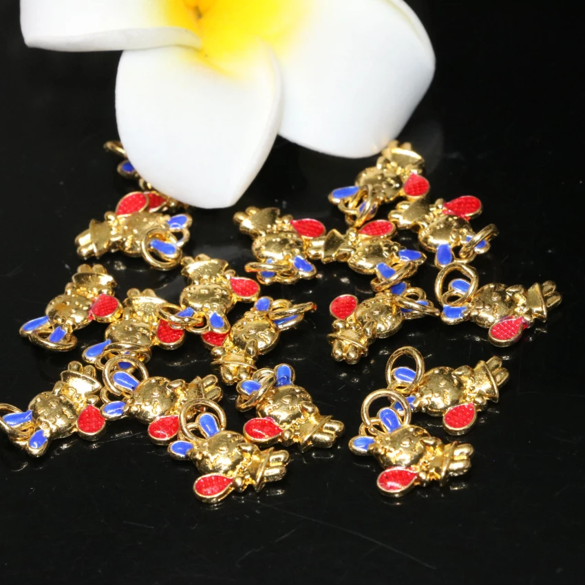 Модные золотистые эмалированные бусины 11*16 мм в форме милого кролика животного 10 шт. разделители ювелирные