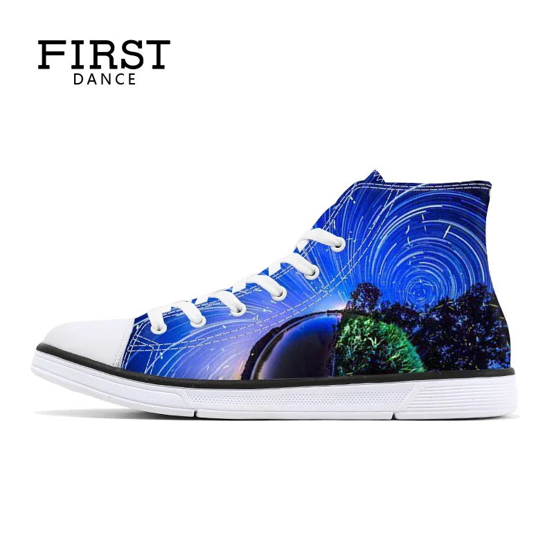 Туфли мужские высокие парусиновые Вулканизированная плоская подошва с принтом