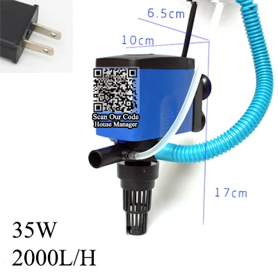 35W US Plug adapter 8 Вт 15 Вт 20 Вт 25 Вт 35 Вт водяной насос высокой мощности для аквариума морской коралловый риф аквариум, поток воды+ циркуляция+ фильтр, трубка для воды - Цвет: 35W US Plug adapter