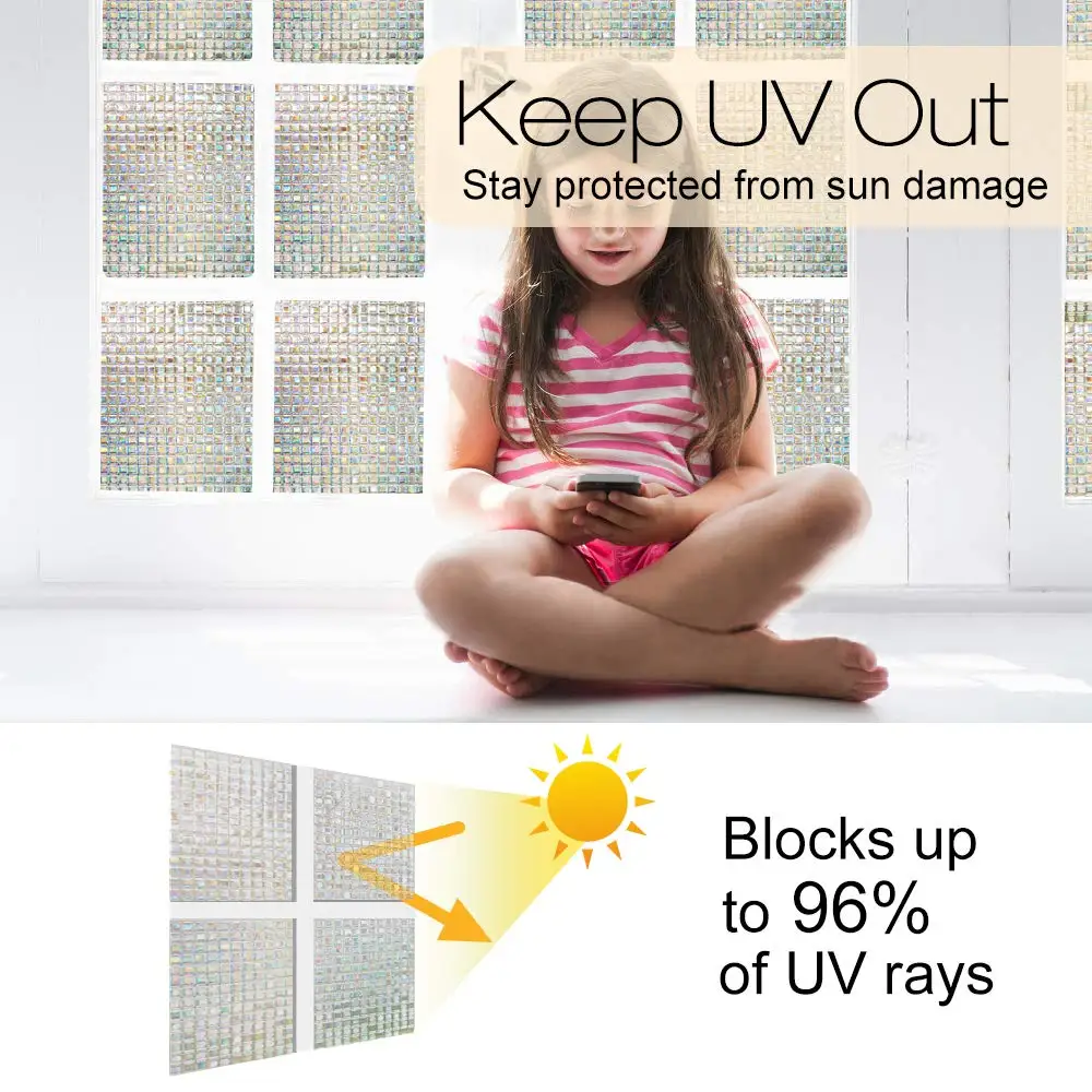 Статические мозаичные декоративные оконные пленки без клея размером 75x400 см с