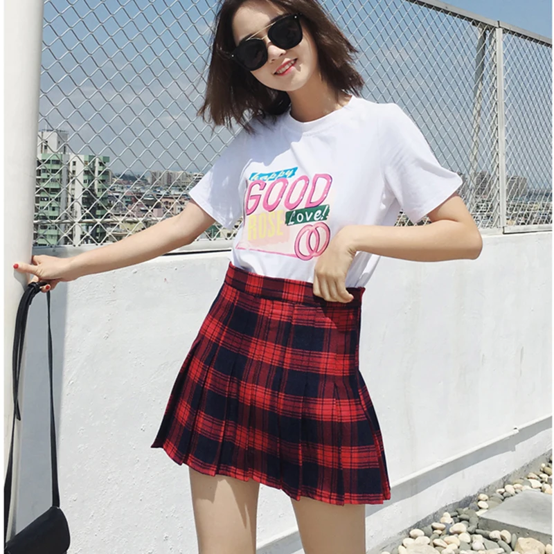Новинка! Красная Зеленая клетчатая юбка для женщин Kawaii Harajuku мини плиссированная юбка корейская форма миди юбка Милая Высокая талия сексуальная женская нижняя часть