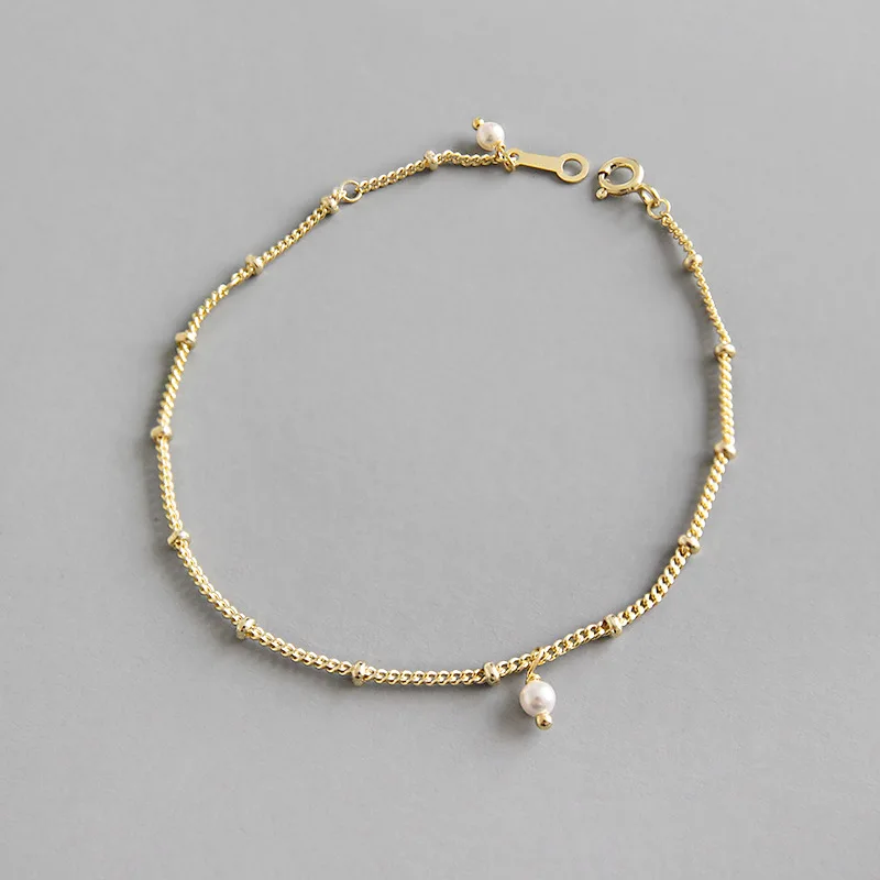 

100% 925 sterling silver female wrist bracelets for women present, simple simulated pearl bracelets & bangles gold color jewelry