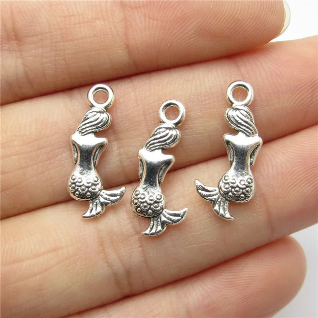 30pcs/pack 20*9mm Mermaid Tibetan Silver Charm European pendant fit for Bracelet Necklace Jewelry Accessories | Украшения и