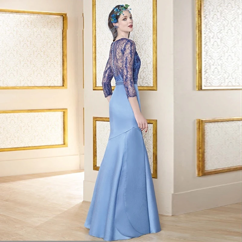 Новый мать Невесты Платье 2017 Русалка Матери кружева Из Бисера 3/4 Рукава