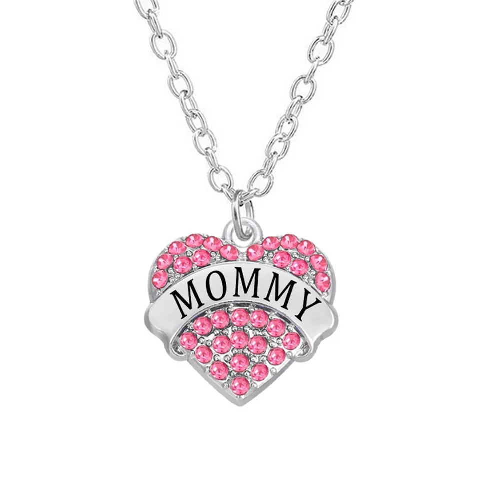 Stylish Factory Popular Hot Selling Rhinestone Stone Styles Hearts Mommy Charm Gift Necklace | Украшения и аксессуары