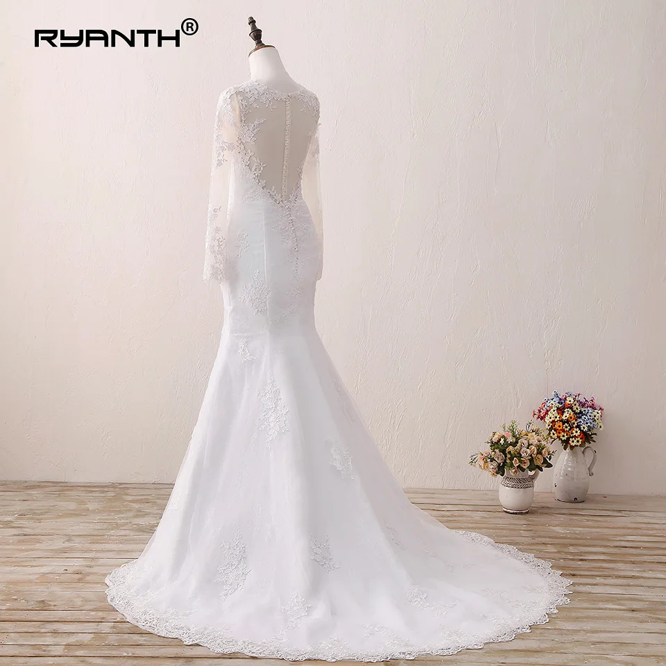 Женское кружевное свадебное платье Русалка с длинными рукавами Vestido de Novia