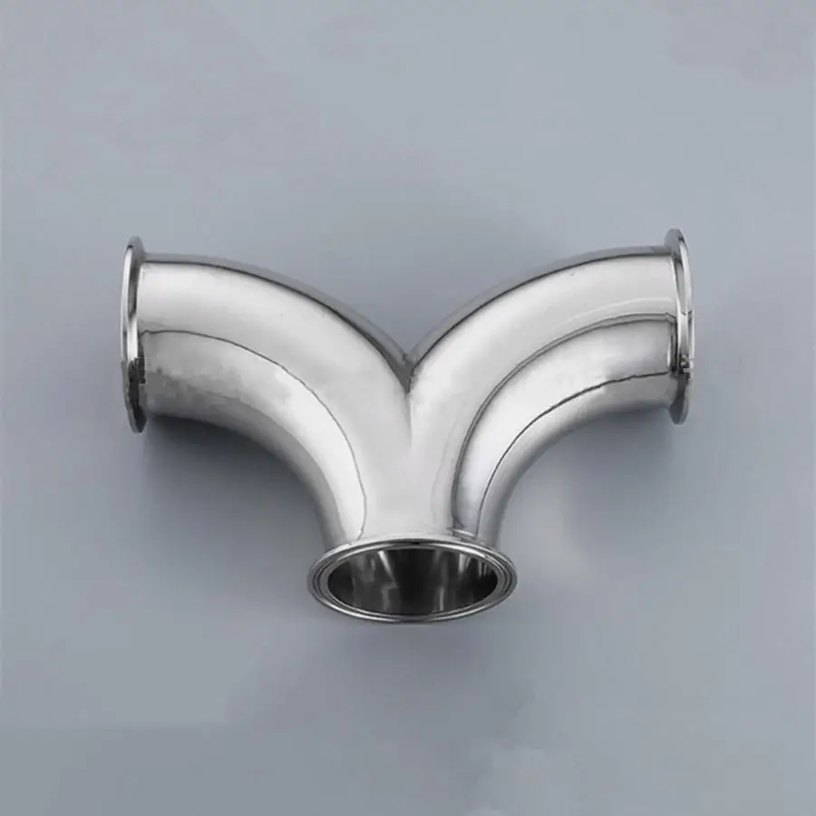 

45mm 1-3/4" Pipe OD x 2" Tri Clamp Y-Shaped Elbow 3 Way SUS 316L Stainless Sanitary Fitting Homebrew Beer Wine Diary Product