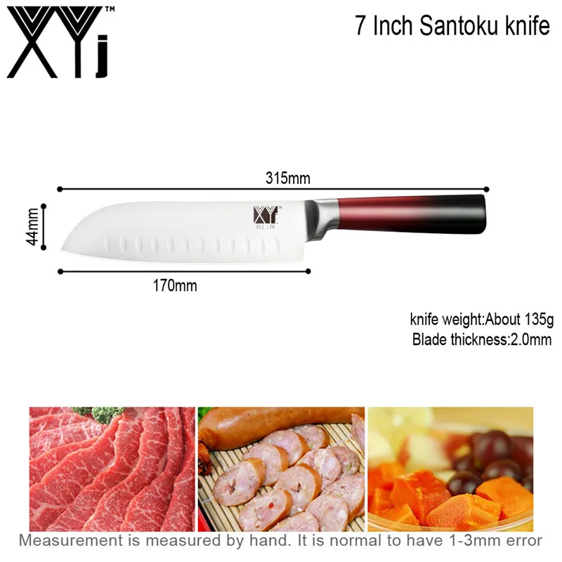 7 santoku knife XYj кухонные ножи из нержавеющей стали 8 ''7'' 5 ''3,5'' шеф-повара для нарезки хлеба Santoku нож для очистки овощей приспособление для дома инструменты для приготовления пищи - Цвет: 7 santoku knife