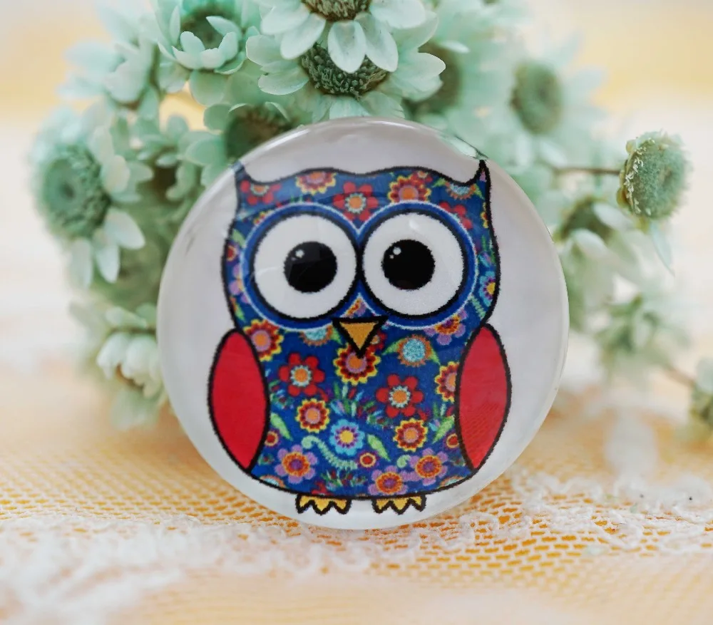 

10PCS/lot Round 18MM Cute Owl Glass Cabochon for make bracelet necklace Jewelry for women 2019 earring pins brooch craft supply