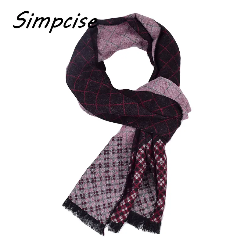 [Simpcise] Man Grid Winter Scarves Fashion style Long Cashmere scarf soft warm Wraps A3A18909 | Аксессуары для одежды