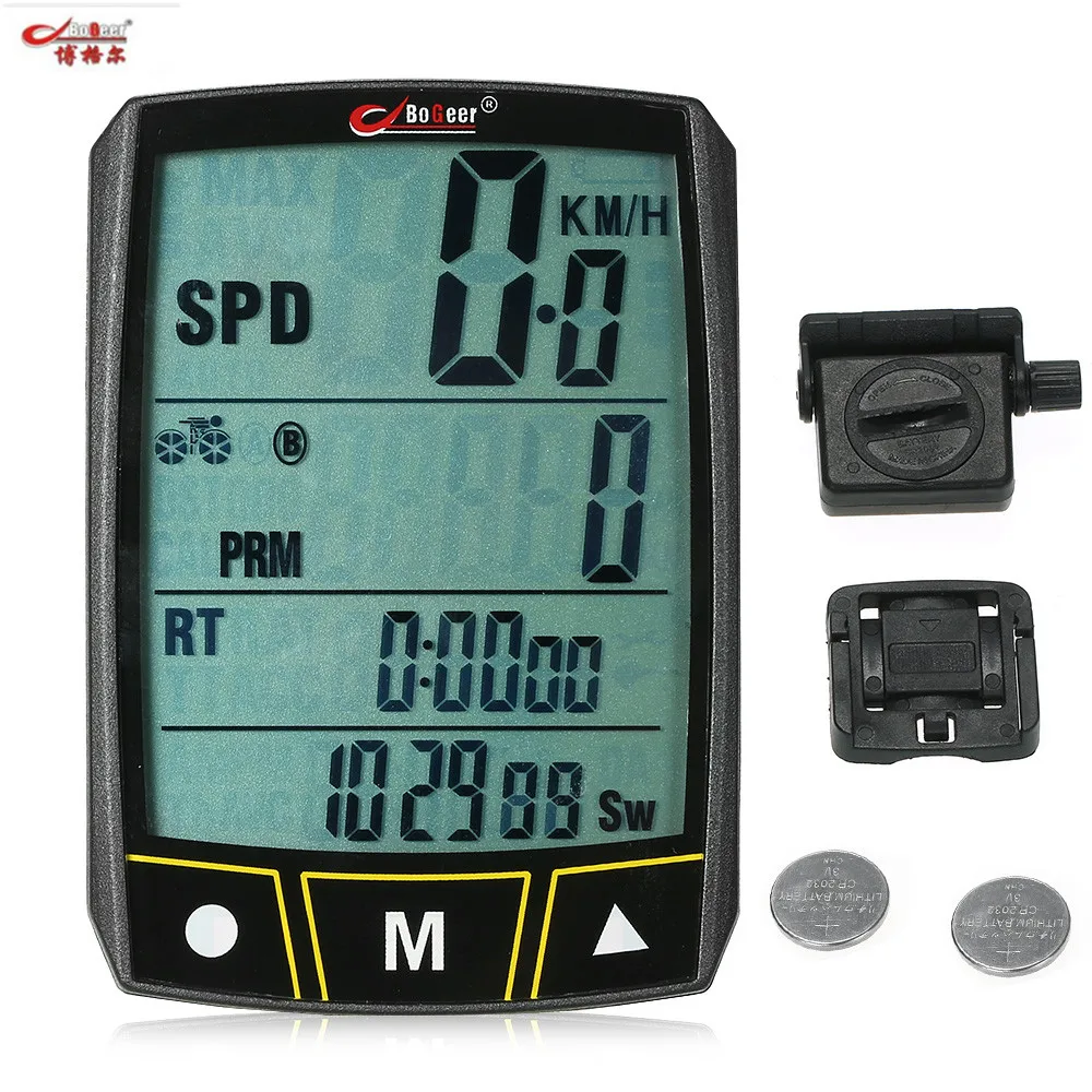 

Велокомпьютер Bogeer, датчик с секундомером, беспроводной/проводной водонепроницаемый, с ЖК-дисплеем, одометр, спидометр, для горных велосипед...