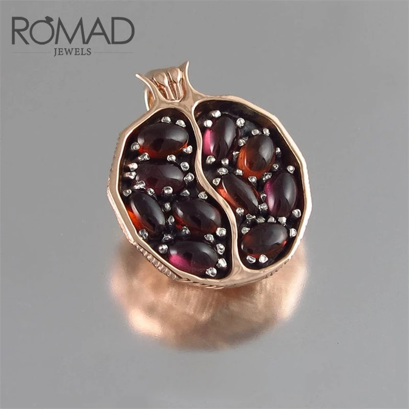 ROMAD, ожерелье с подвеской в форме граната, женский красный камень, цепочка, ювелирное изделие, женский свитер, аксессуары, колье, femme R50 - Окраска металла: 2