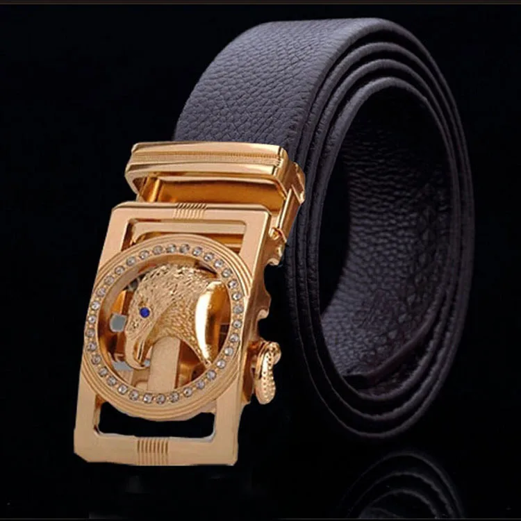 Brand Cow Leather Mens Belts Luxury Head layer cowhide Golden Wolf buckle Belt High Quality Designer Men Free Shipping | Аксессуары для