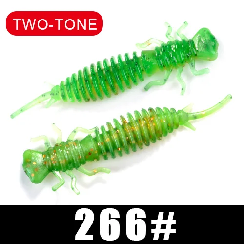 012 Larva Soft Lures 50mm 76mm 89mm Artificial Lures Fishing Worm Silicone Bass Pike Minnow Swimbait Jigging Plastic Baits - Color: 012