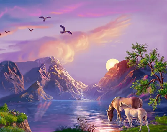 Алмазная живопись H128 горы мозаичный узор алмазная пейзаж полная вышивка | Дом и