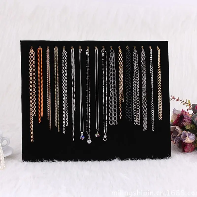 Черный 17 Крюк ожерелье ювелирных изделий лоток Дисплей Органайзер (17 дисплей) |