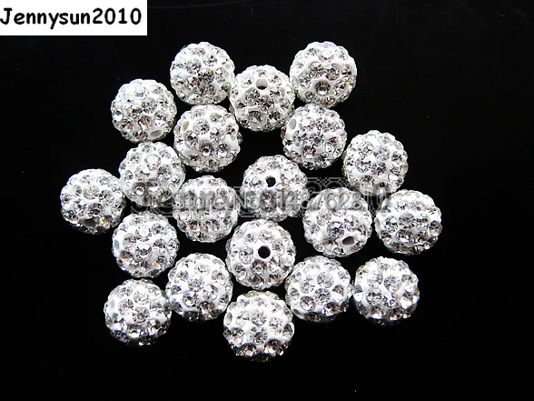 

6mm Clear White Top Quality Czech Crystal Rhinestones Pave Clay Round Disco Ball Spacer Beads For Jewelry crafts 100pcs / Pack