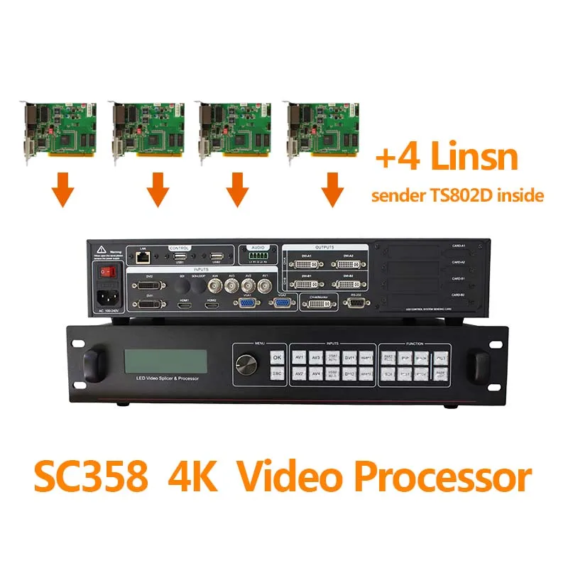 Sc358 insatll 4 карты отправки ts802d разрешение dvp124 светодиодный видеопроцессор