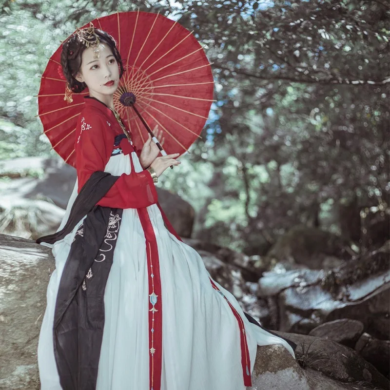 Женское платье Hanfu элегантная красная одежда ранние китайские костюмы народная