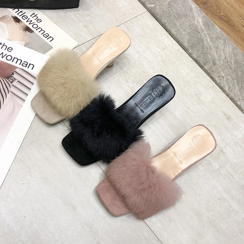 Новинка лета 2019 женские туфли на меху с одной ногой маленькие легкие тапочки