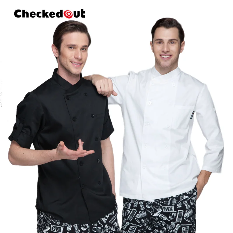 

Men's Chef Uniform Western Restaurant Hotel Chef Jacket Stand Collar Double Buttons Serving Kitchen Wear Cookers Uniform B-6250