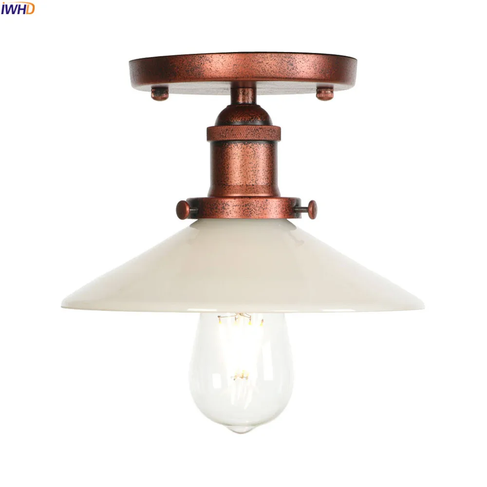 

IWHD Loft Industrial Decor LED Ceiling Lamp For Living Room Glass Edison Vintage Ceiling Light Fixtures Plafon Lamparas De Techo