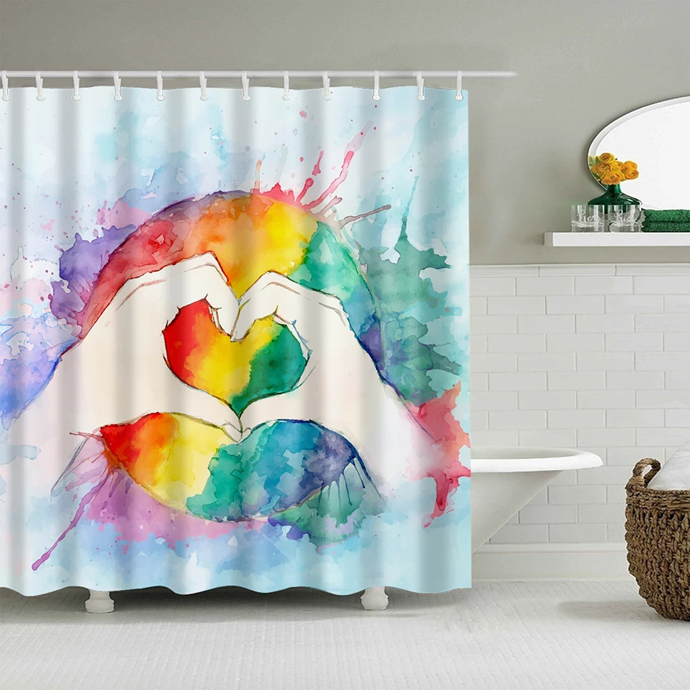 Цифровая печать водонепроницаемые занавески для душа полиэстер ткань ванной