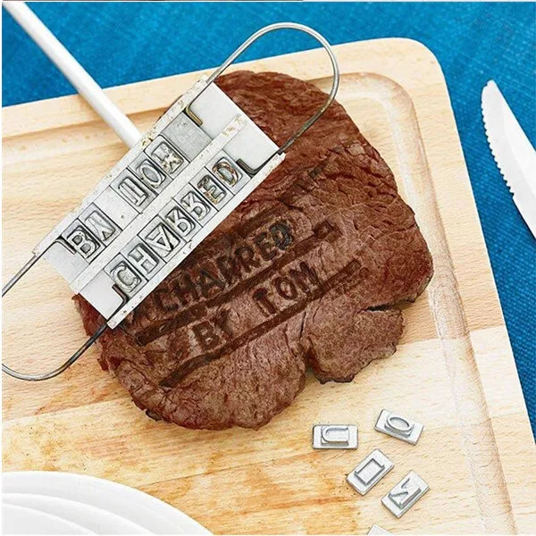 

Personality Steak Meat Barbecue BBQ Meat Branding Iron With Changeable Letters BBQ Tool Changeable 55 Letters