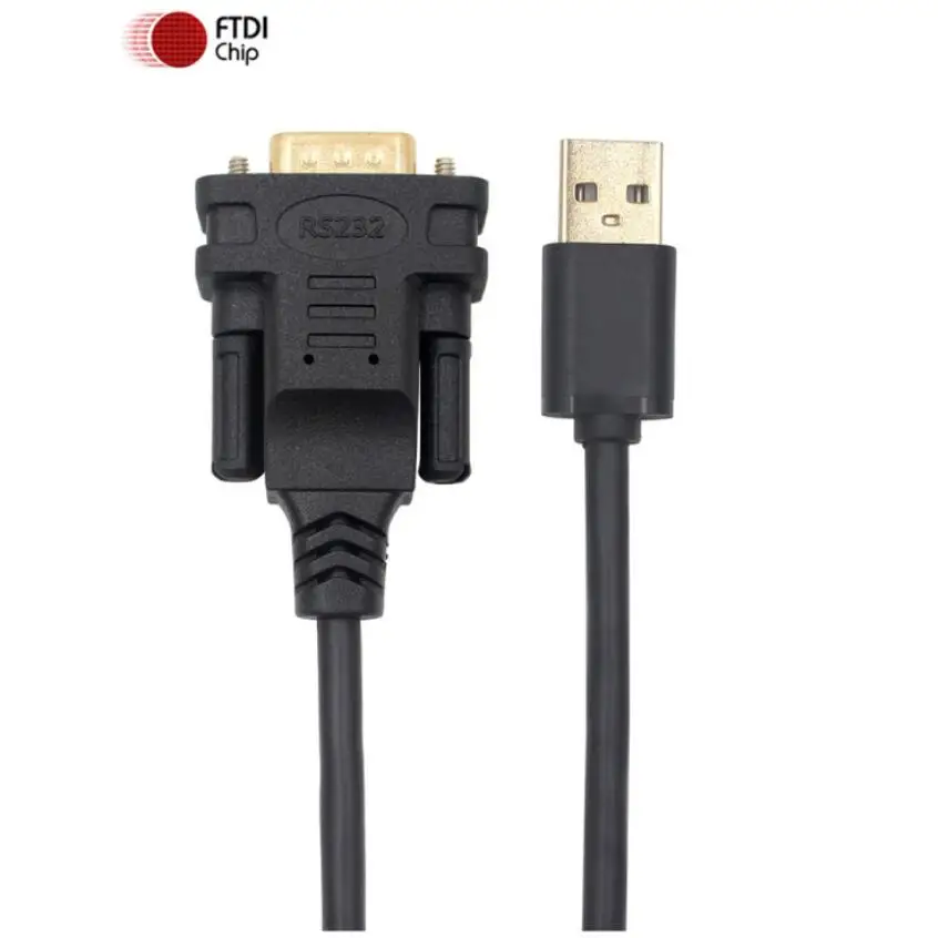 Кабель переходник с USB на RS232 DB9 последовательным штекером адаптер чипом FTDI черный