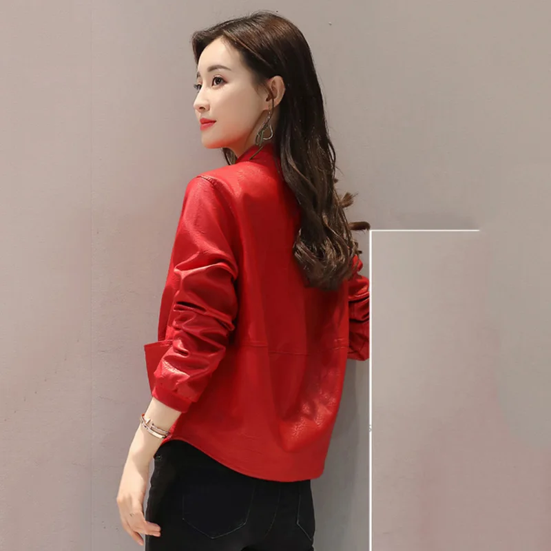 Высококачественная брендовая кожаная женская куртка большого размера