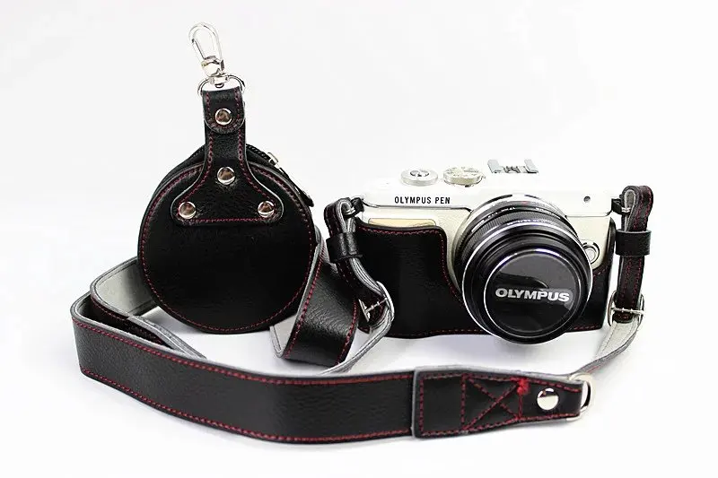 Чехол для камеры из натуральной кожи для Olympus EPL7 E-PL7, половинный чехол, нижняя крышка корпуса+ кожаный ремешок+ мини кожаный чехол
