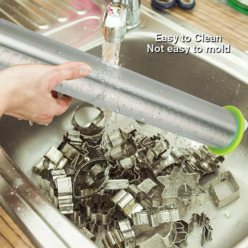 

17 Inch Rolling Pin Stainless Steel Non Stick Pizza Dough Roller Adjustable Rolling Pin With Thickness Rings Guides Baking Tools