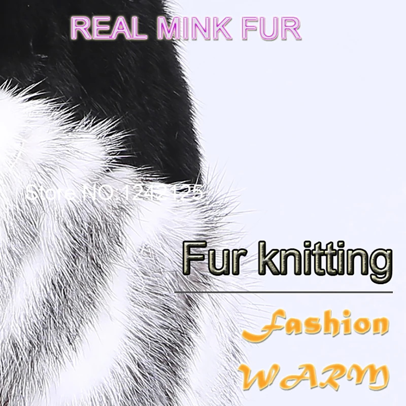 Новая зимняя теплая вязаная шапка с буквенным принтом из меха норки для