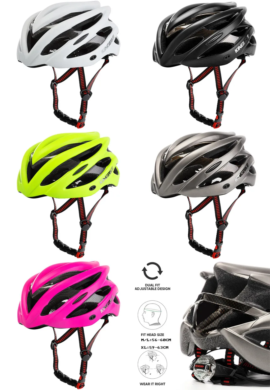KINGBIKE, мужской велосипедный шлем, ультра-светильник, дорожный, MTB, горный велосипед, велосипедный шлем с задней частью, светильник casco ciclismo, 56-63 см, красный, Helmes