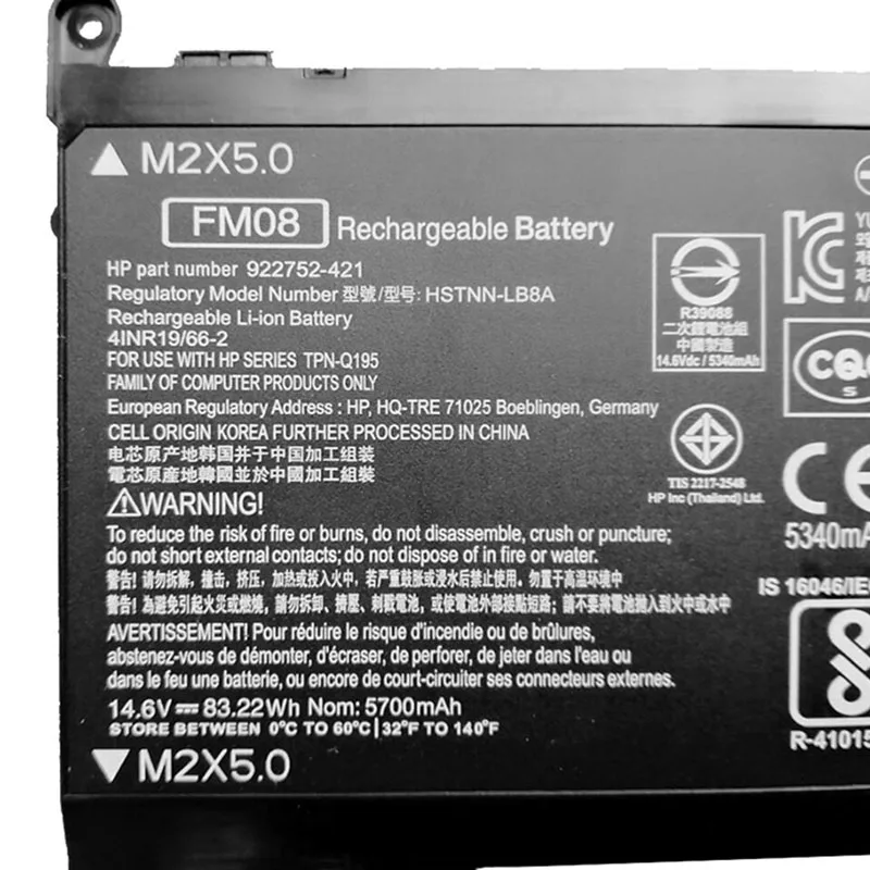Батарея для ноутбука GZSM FM08 HP HQ-TRE 922976-855 TPN-Q195 Omen 17-an014ng 922752-421 922753-421 HSTNN-LB8A батарея |