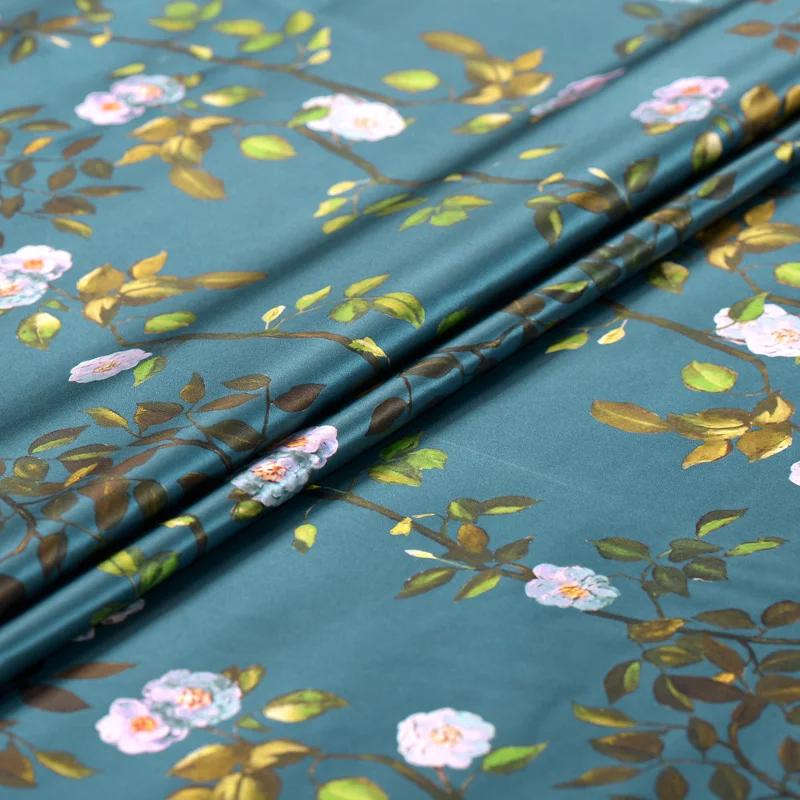 High-end silk stretch satin fabric digital inkjet heavy drapes cheongsam dress Wholesale cloth | Дом и сад