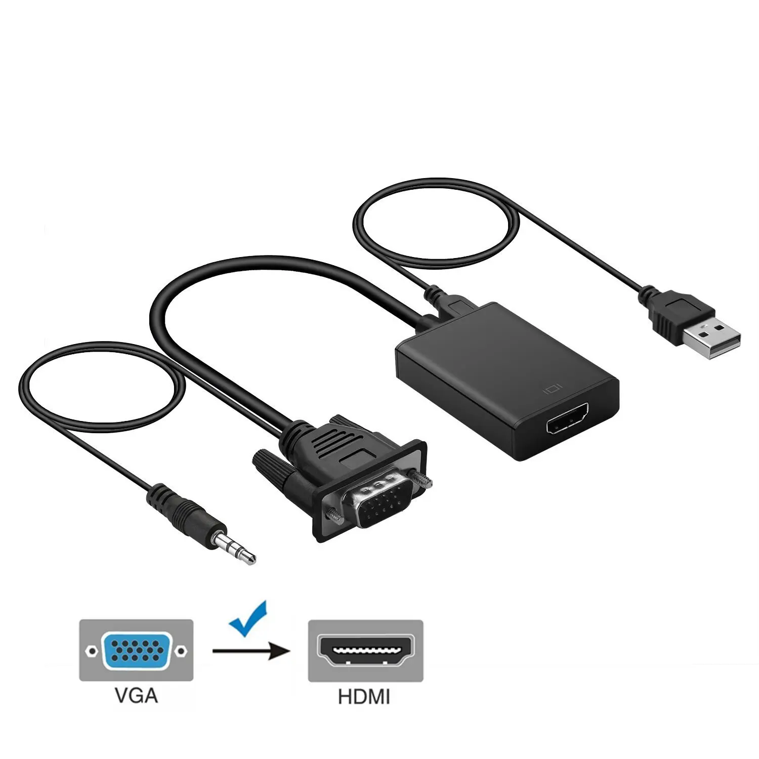 Переходник RISE VGA HDMI с выходом 1080P HD аудио ТВ AV TV видео кабелем адаптер для