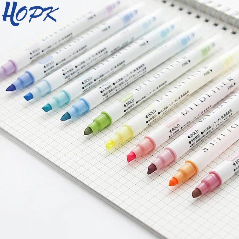 HOPK хайлайтеры набор 12 цветов с двойной головкой хайлайтер Kawaii мультфильм