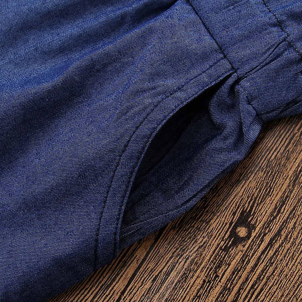 Одежда для маленьких девочек 2018 модный однотонный джинсовый комбинезон с ремнем