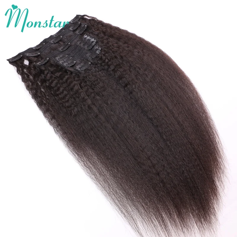 Monstar 100% бразильский Волосы remy странный прямые волосы Yaki расширение клип