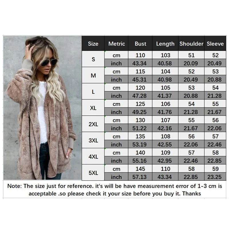 

S-5XL Women Solid Color Coat Soft Fleece Winter Autumn Warm Jacket Hooded Overcoat Female Fashion Casual Outwear Coat Plus Size