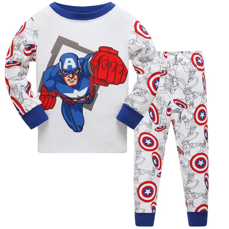 captain 2 Пижама с героями мультфильмов для малышей, enfant, пижама с капитаном Америкой, одежда для мальчиков детская пижама с человеком-пауком, Бэтменом, детская пижама из хлопка - Цвет: captain 2