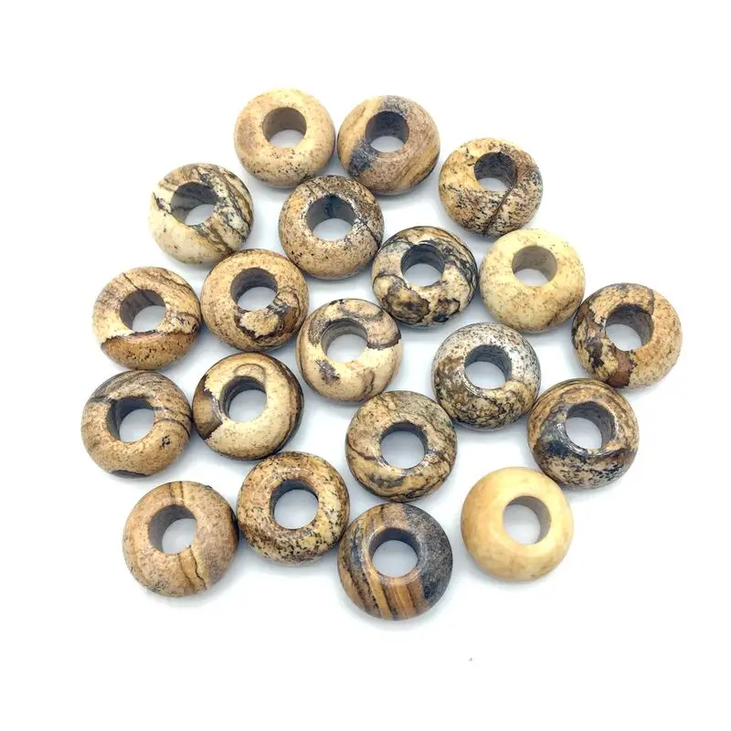 Бусины-Пончики из натурального камня круглые подвески с большим отверстием
