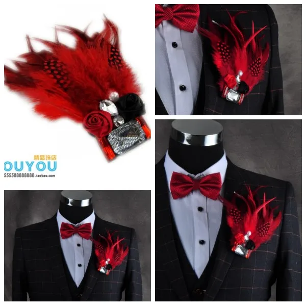 Новинка бесплатная доставка модная мужская брошь woan в Корейском стиле с перьями