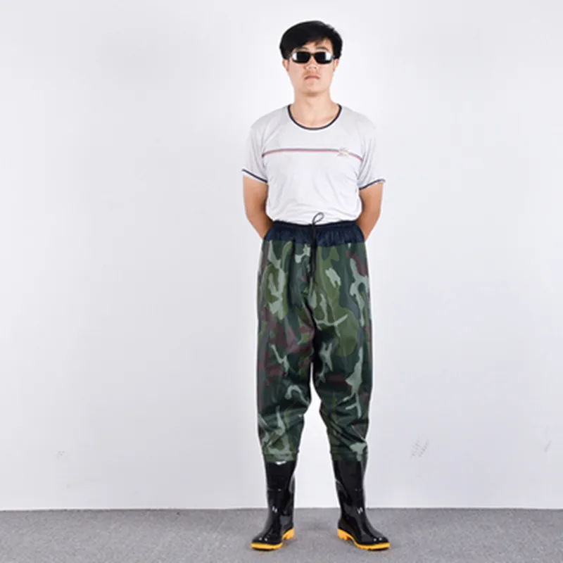 

Men women half length elastic waist fishing wader pants boot waterproof rubber breathable rain boots shoes jumpsuit trousers
