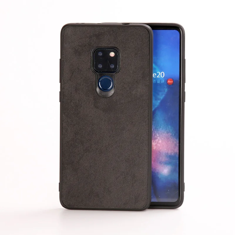 Черный Тканевый чехол для телефона huawei mate 20 Pro 10 9 P10 P20 P30 Lite Nova 3 3i Honor 8X Max Capas джинсовая холщовая ткань Текстура ТПУ чехол - Цвет: Черный