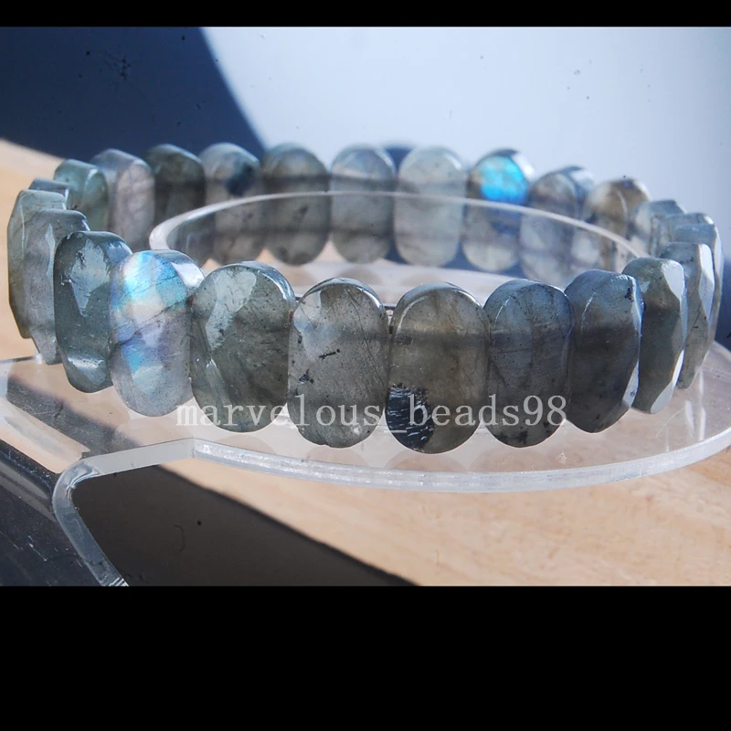 Женский овальный браслет из Лабрадорита С гранями 9x14 мм 7 5 дюйма G7513|bracelet fashion|bracelet