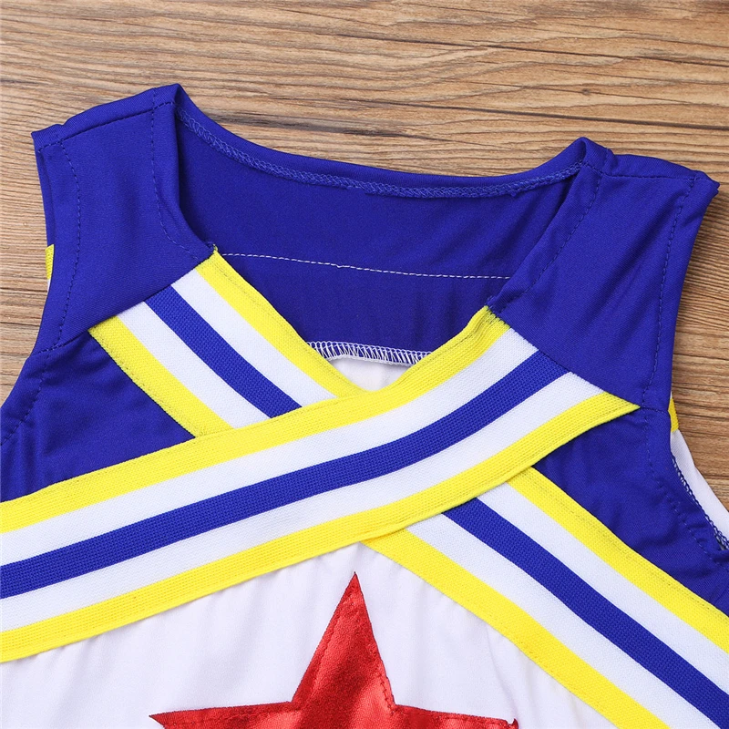 Kids Teens Hip-hop Stage Jazz Dance Costume Girls Cheerleader Street Dancing Star Applique Tops Skirt Socks Set | Детская одежда и