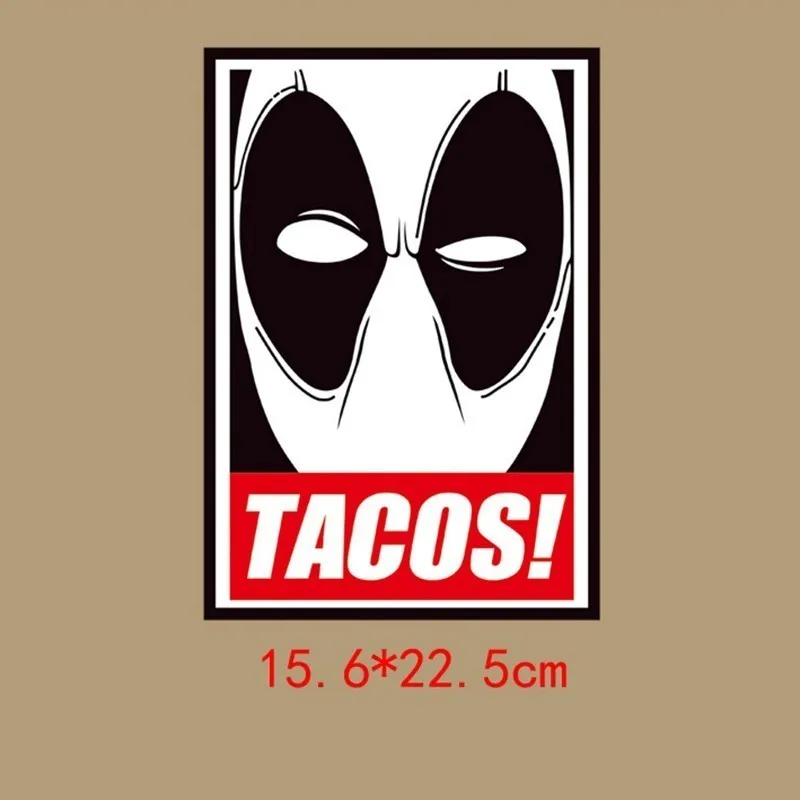 TACOS с буквенным железным переводом, одежда с изображением дедпула, наклейки, гладильная футболка, термонашивки для декора одежды