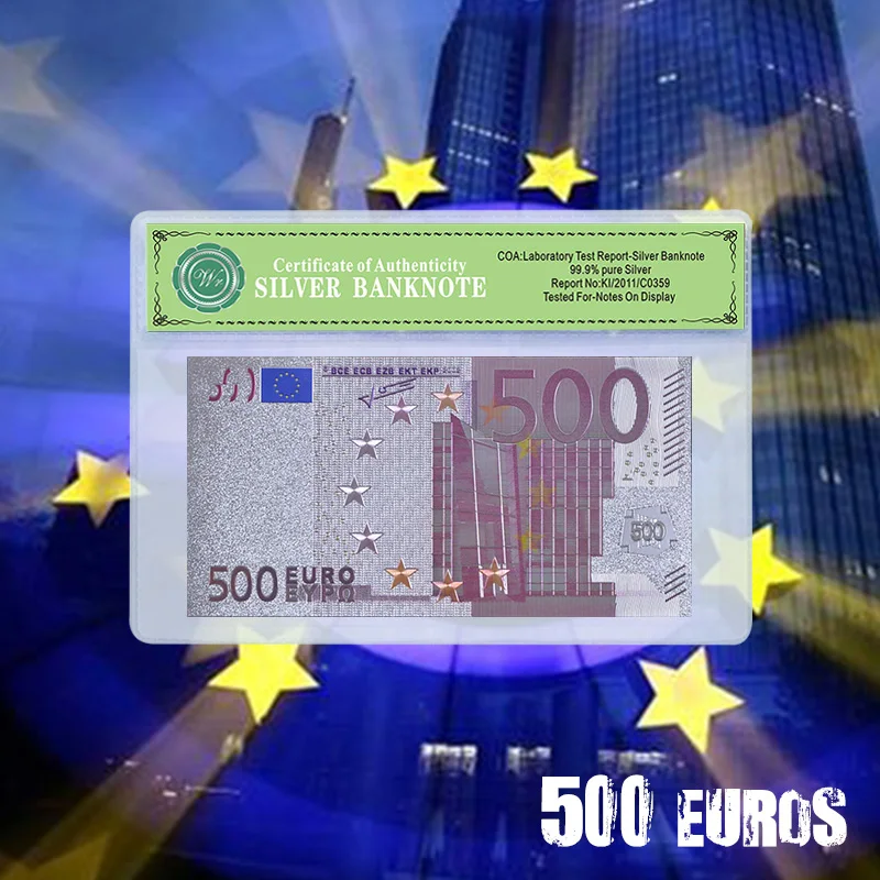 Пластиковая рамка цветная 500 серебряная фольга евро банкнота купюры бизнес